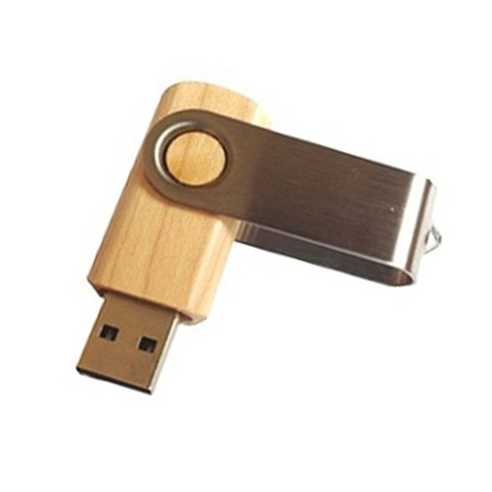 Pen drive em Madeira e metal Giratório