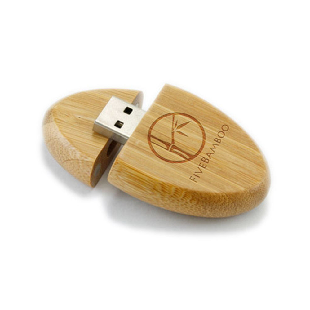 Pen drive em Madeira Ovalado com tampa