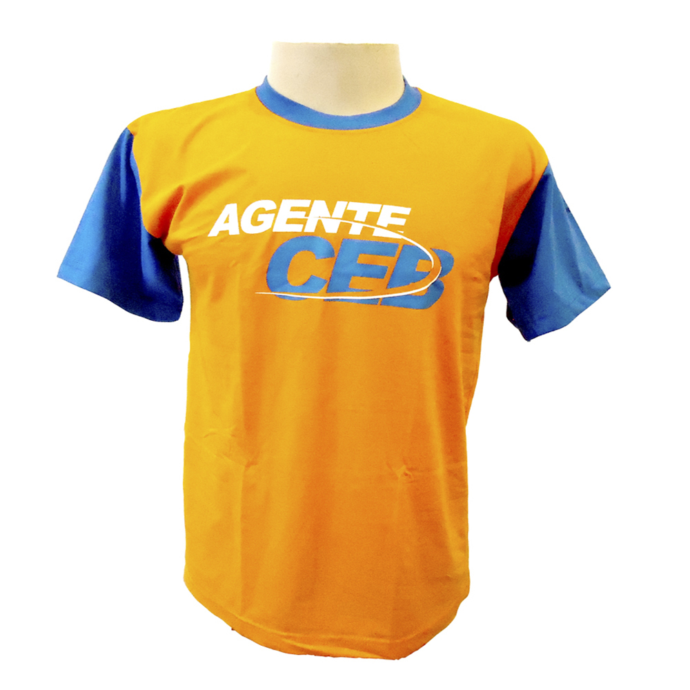 Camiseta 100% algodão, mangas contrastantes