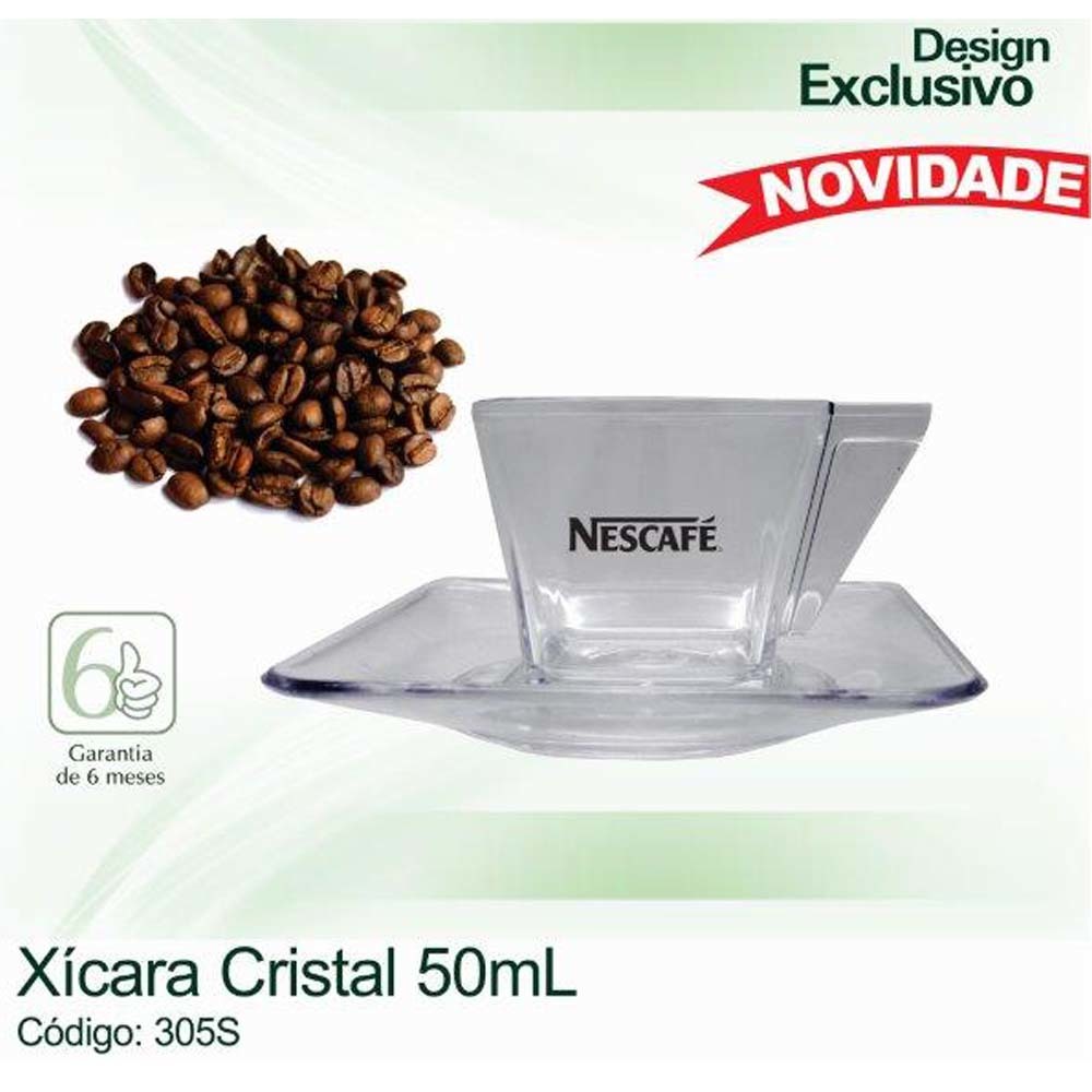 Xícara com pires Cristal, personalizada