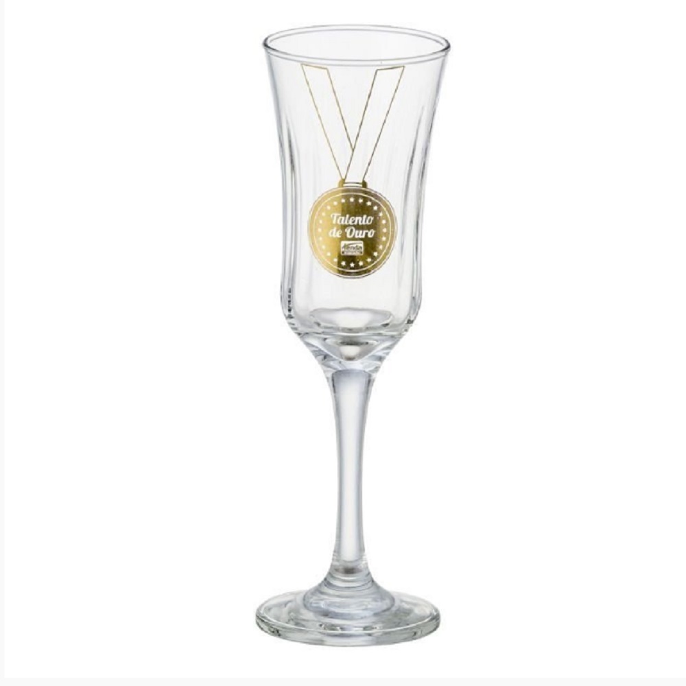 Taça Vidro Champanhe Lírio, personalizada