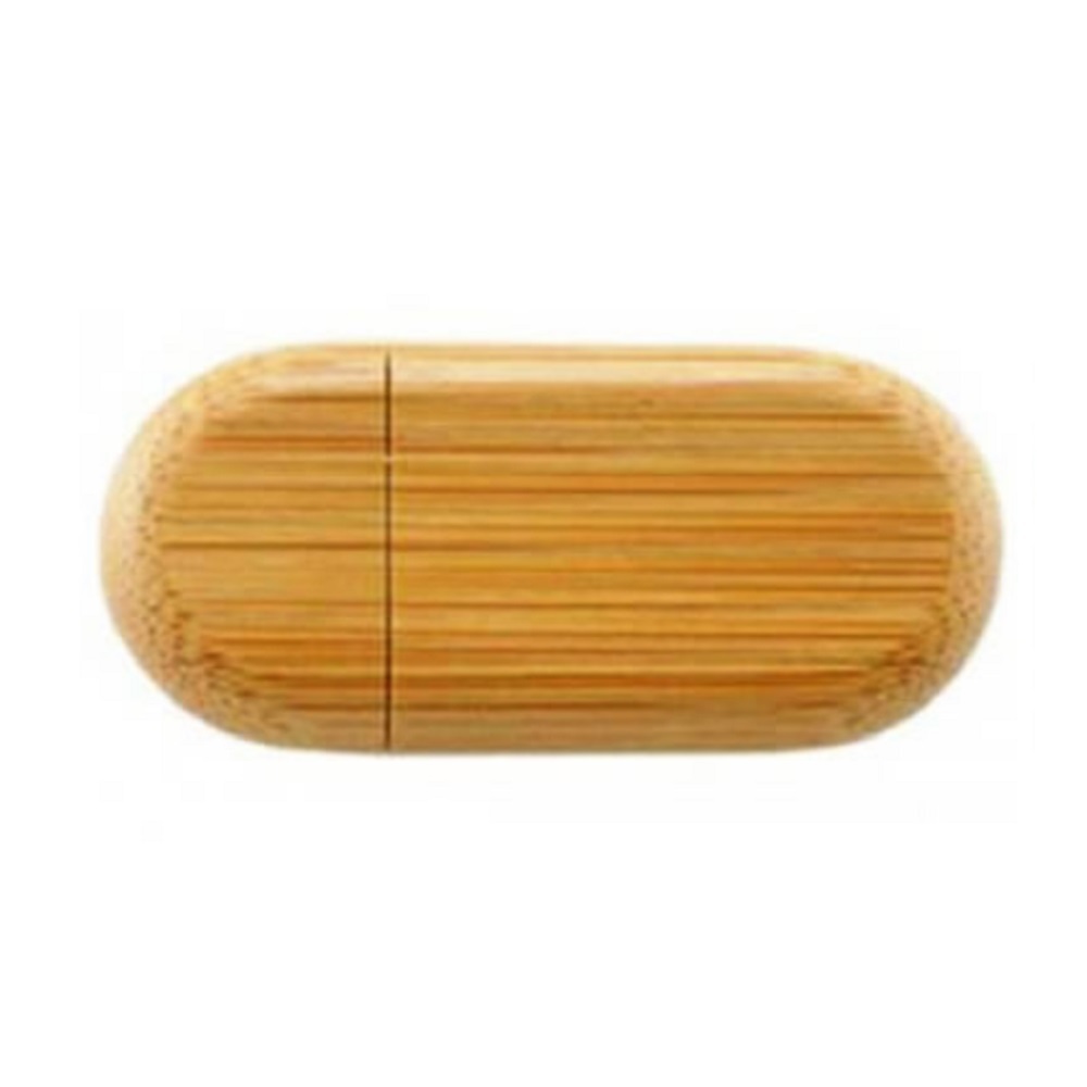 Pen drive redondo com tampa de  madeira