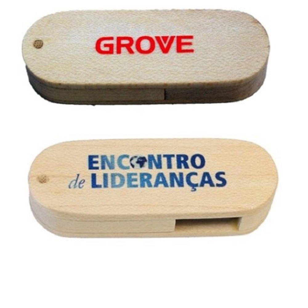 Pen drive de Madeira Giratório Personalizado