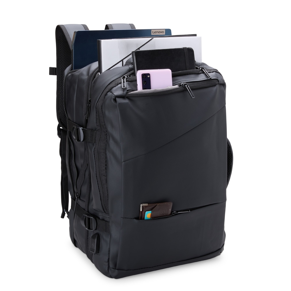 Mochila Expansível de Couro Sintético